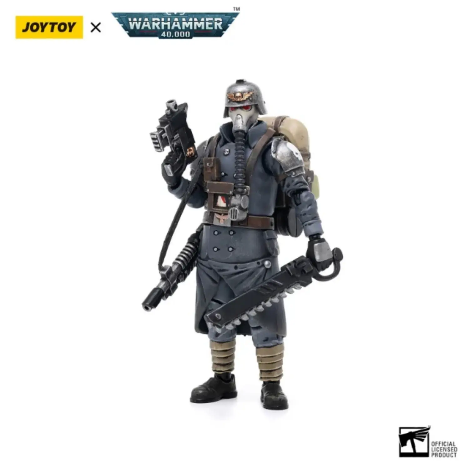 Action Figure - Sergeant Astra Militarum Death Korps of Krieg Veteran Squad 1 18 - JOYTOY Warhammer 40K in white background Action Figure Sergeant Astra Militarum Death Korps Of Krieg Veteran Squad 1 18 Joytoy Warhammer 40k In White Background