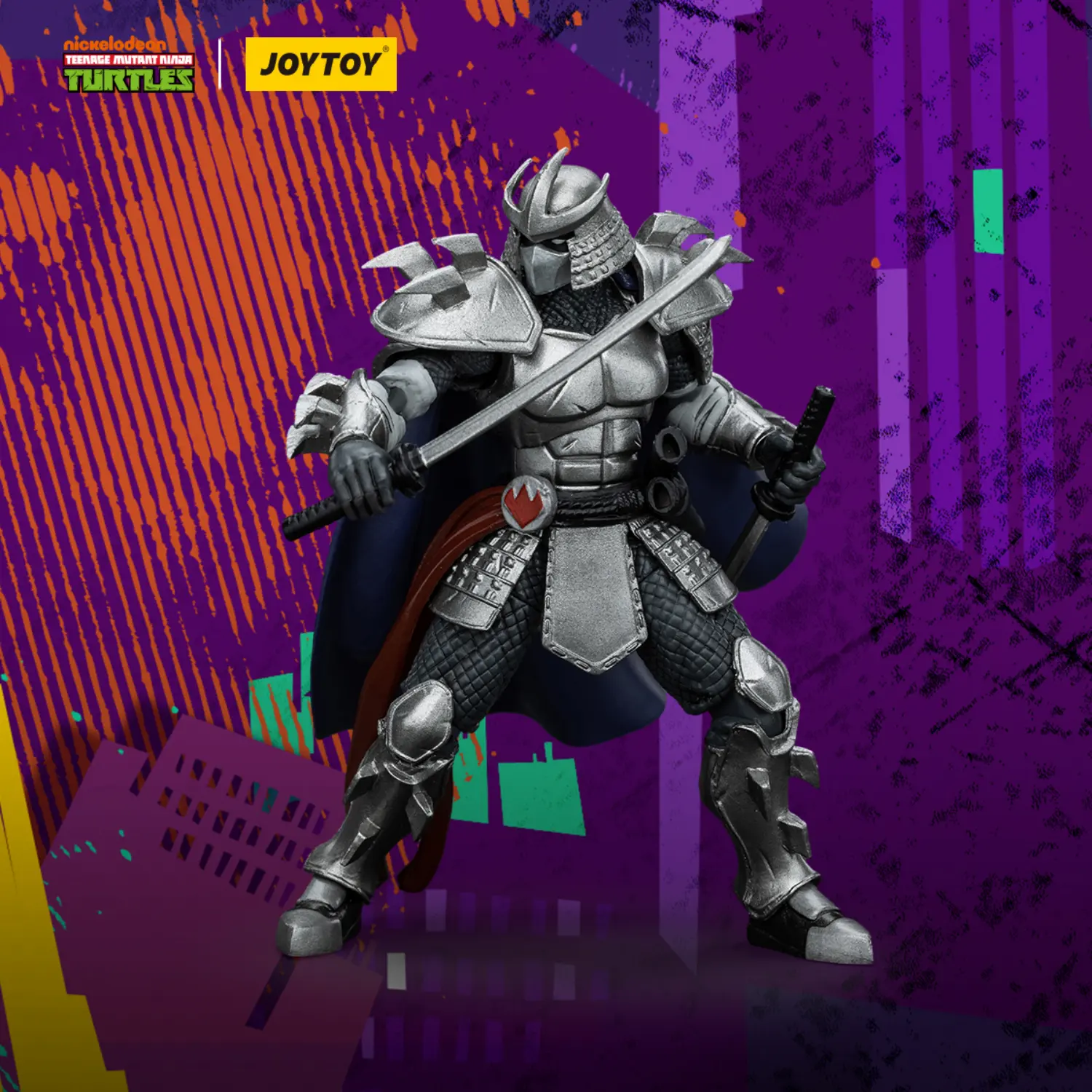 Action Figure - Shredder TMNT Nickelodeon 1 18 - JOYTOY Teenage Mutant Ninja Turtles in purple background Action Figure - Shredder TMNT Nickelodeon 1 18 - JOYTOY Teenage Mutant Ninja Turtles in purple background