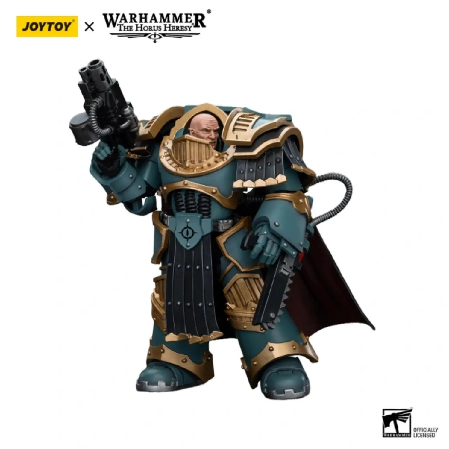 Action Figure Sons Of Horus Legion Praetor In Cataphractii Terminator Armour 1 18 Jotyoy Warhammer The Horus Heresy In White Background