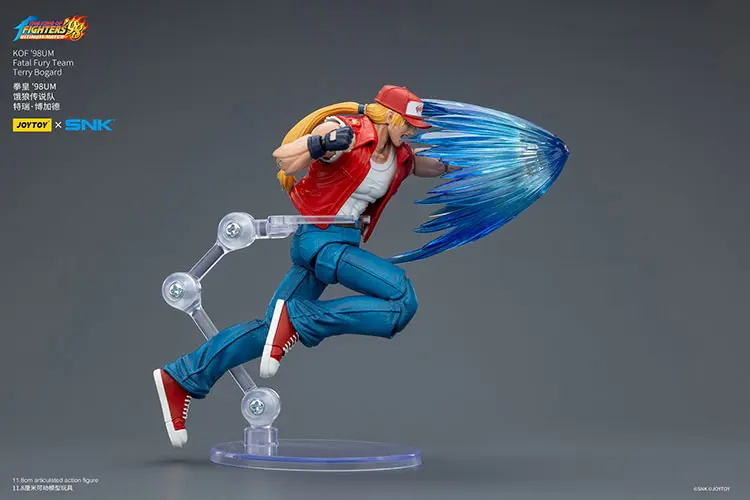 Action Figure - Terry Bogard KOF _98 UM Fatal Fury Team SNK 1 18 - JOYTOY The King of Fighters on the display stand rectangle image Action Figure - Terry Bogard KOF '98 UM Fatal Fury Team SNK 1/18 - JOYTOY The King of Fighters