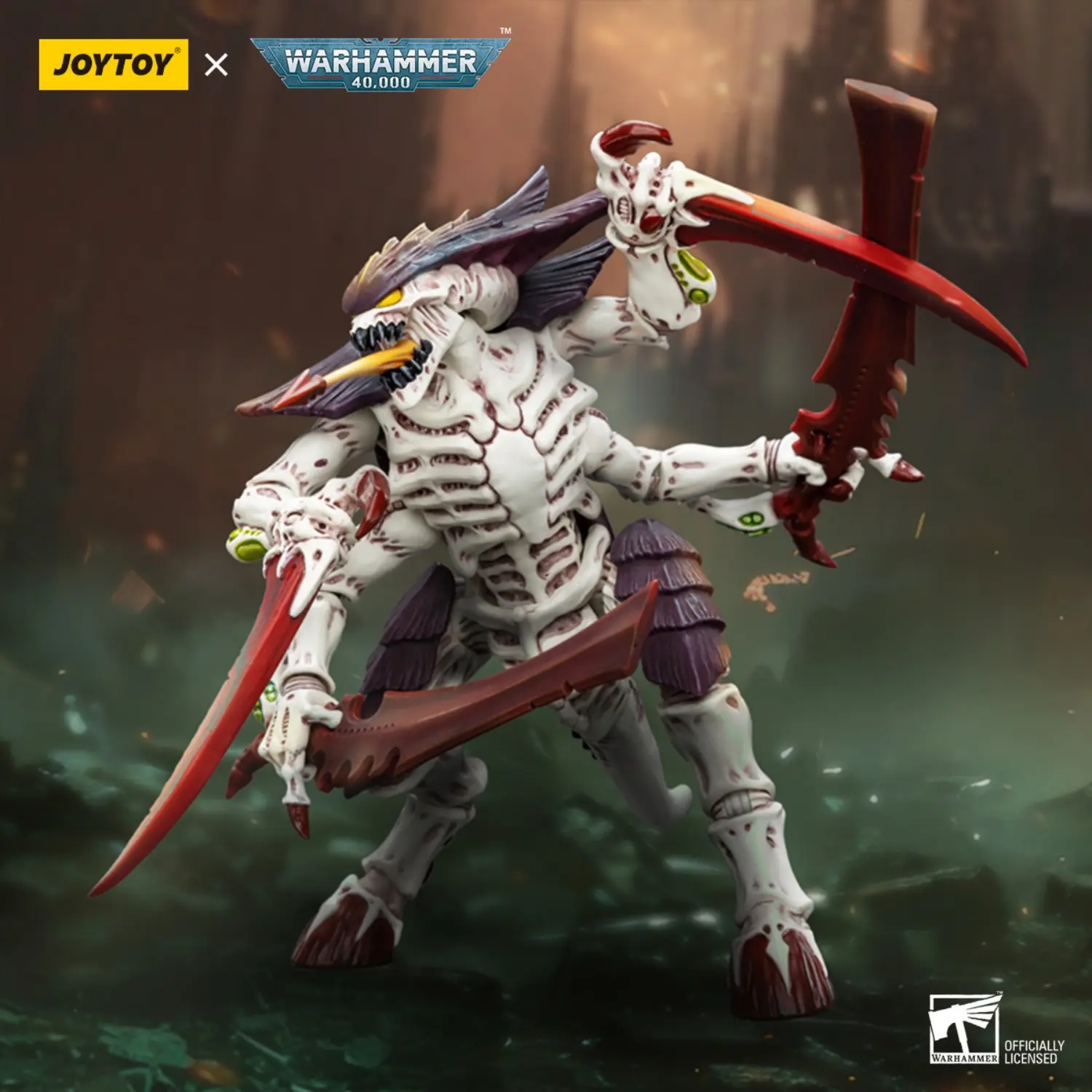 Action Figure - Tyranids Hive Fleet Leviathan Tyranid Warrior (with Scything Talons and Boneswords) 1 18 - JOYTOY Warhammer 40K in green battlefield background Action Figure Tyranids Hive Fleet Leviathan Tyranid Warrior (with Scything Talons And Boneswords) 1 18 Joytoy Warhammer 40k In Green Battlefield Background