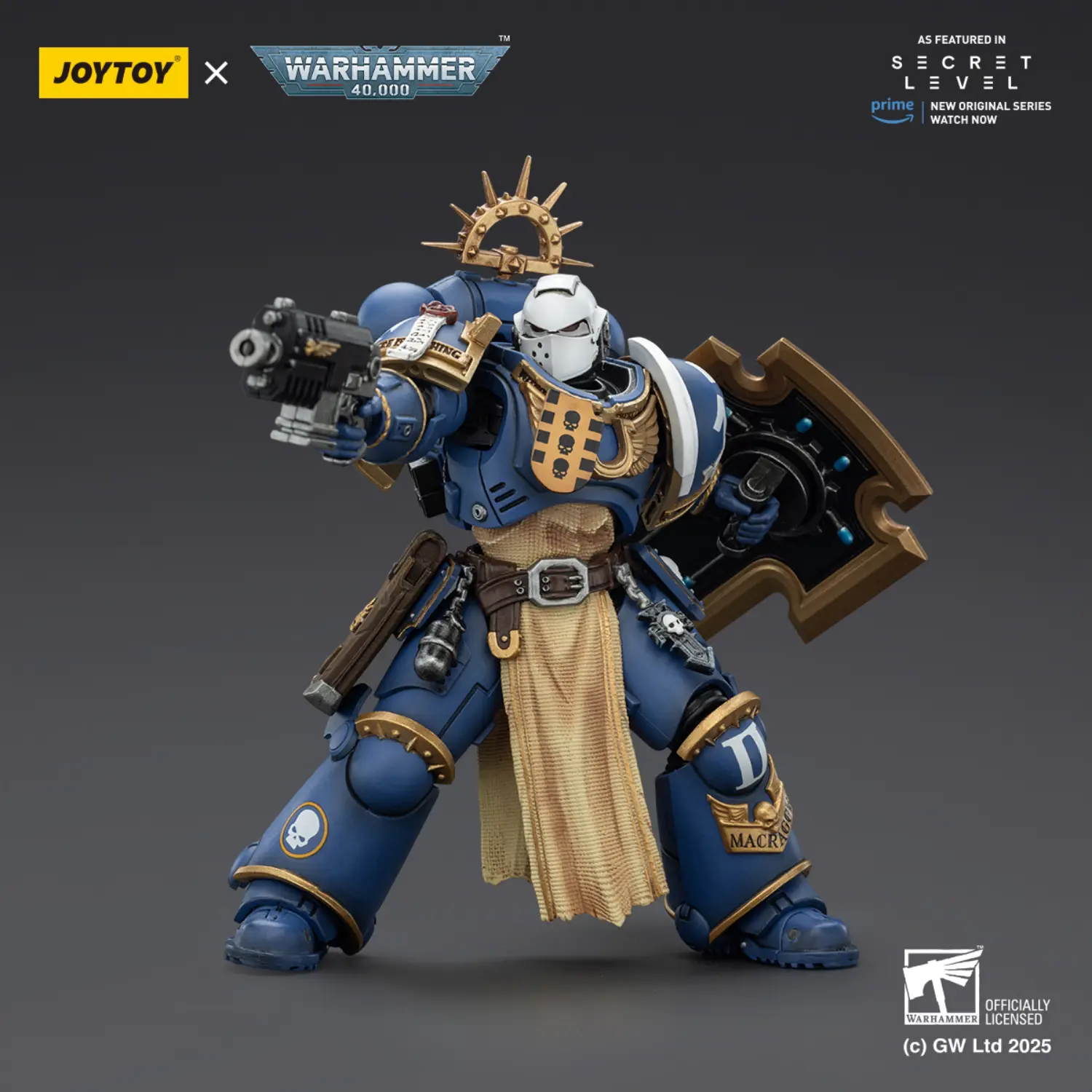 Action Figure - Ultramarines Levantus with Power Sword, Stormshield and Bolt Pistol 1 18 - JOYTOY Warhammer 40K 3 Action Figure Ultramarines Levantus With Power Sword, Stormshield And Bolt Pistol 1 18 Joytoy Warhammer 40k 3