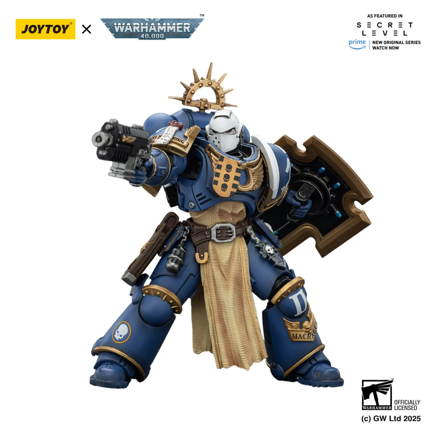 Action Figure - Ultramarines Levantus with Power Sword, Stormshield and Bolt Pistol 1 18 - JOYTOY Warhammer 40K in white back ground 3 Action Figure Ultramarines Levantus With Power Sword, Stormshield And Bolt Pistol 1 18 Joytoy Warhammer 40k In White Back Ground 3