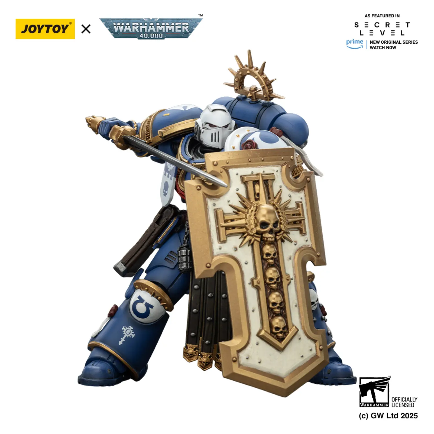 Action Figure - Ultramarines Torvald with Power Sword, Stormshield and Bolt Pistol 1 18 - JOYTOY Warhammer 40K in white background 4 Action Figure Ultramarines Torvald With Power Sword, Stormshield And Bolt Pistol 1 18 Joytoy Warhammer 40k In White Background 4