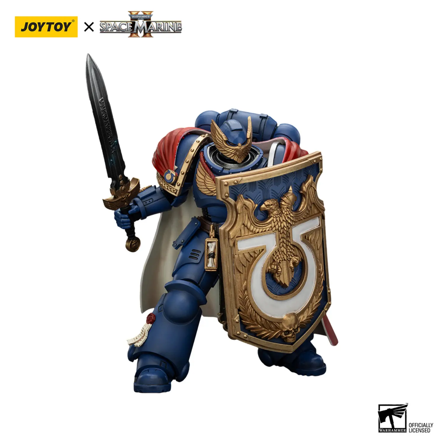 Action Figure Ultramarines Victrix Honour Guard With Storm Shield And Power Sword 1 18 Joytoy Warhammer 40k In White Background 3