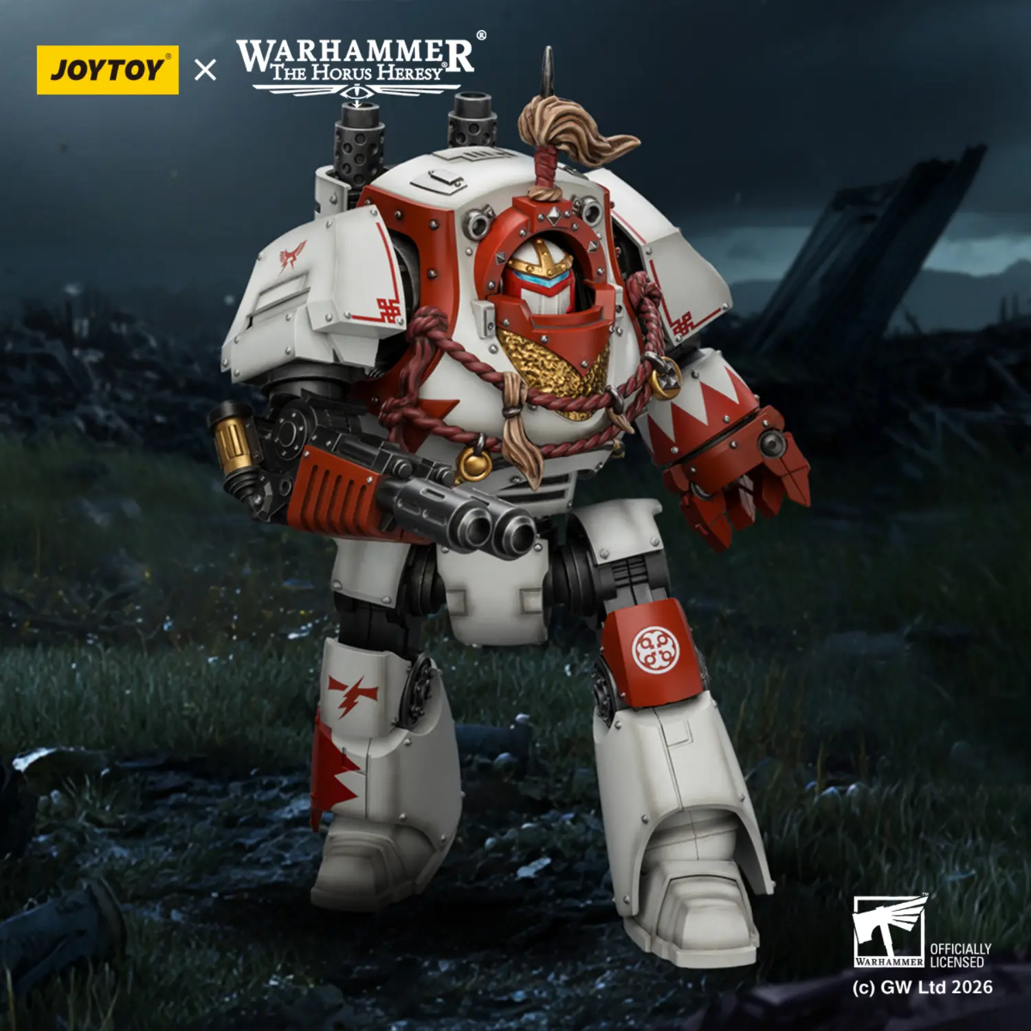 Action Figure - White Scars Contemptor Dreadnought 1 18 - JOTYOY Warhammer The Horus Heresy in dark background Action Figure White Scars Contemptor Dreadnought 1 18 Jotyoy Warhammer The Horus Heresy In Dark Background