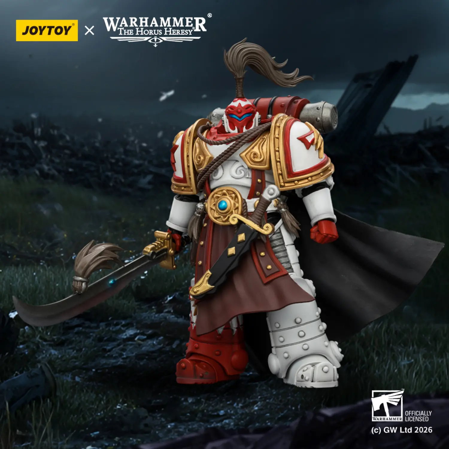 Action Figure - White Scars Hibou Khan 1 18 - JoyToy Warhammer The Horus Heresy in dark blue background Action Figure White Scars Hibou Khan 1 18 Joytoy Warhammer The Horus Heresy In Dark Blue Background