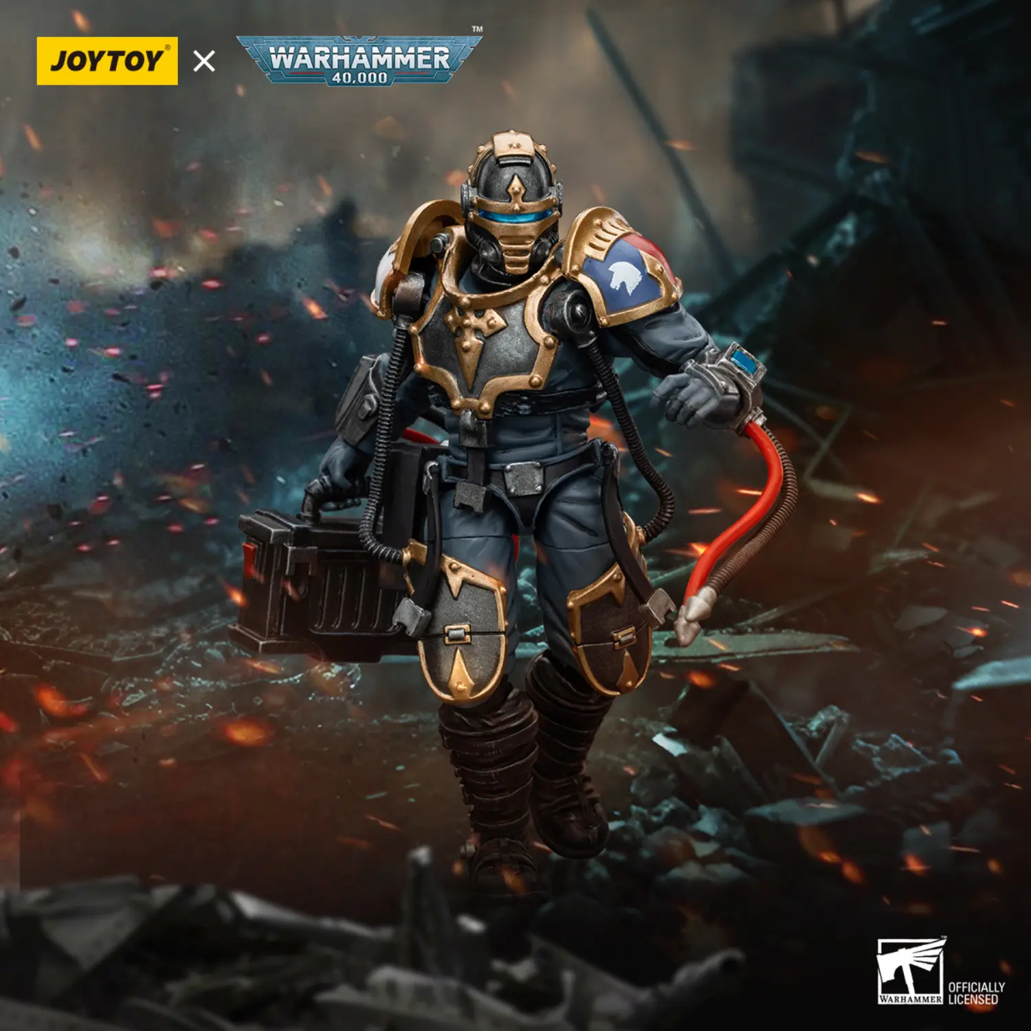 The Human Pilot House Terryn Knight Scion Of Action Figure Imperial Knights House Terryn Knight Paladin & Scion 1 18 (53.7cm) Joytoy Warhammer 40k In Battle Field Background