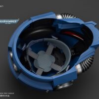 Inside Of The Action Figure Joytoy Ultramarines Captain Mkx Helmet 1 1 Life Size Replica Warhammer 40k Rectangle Image