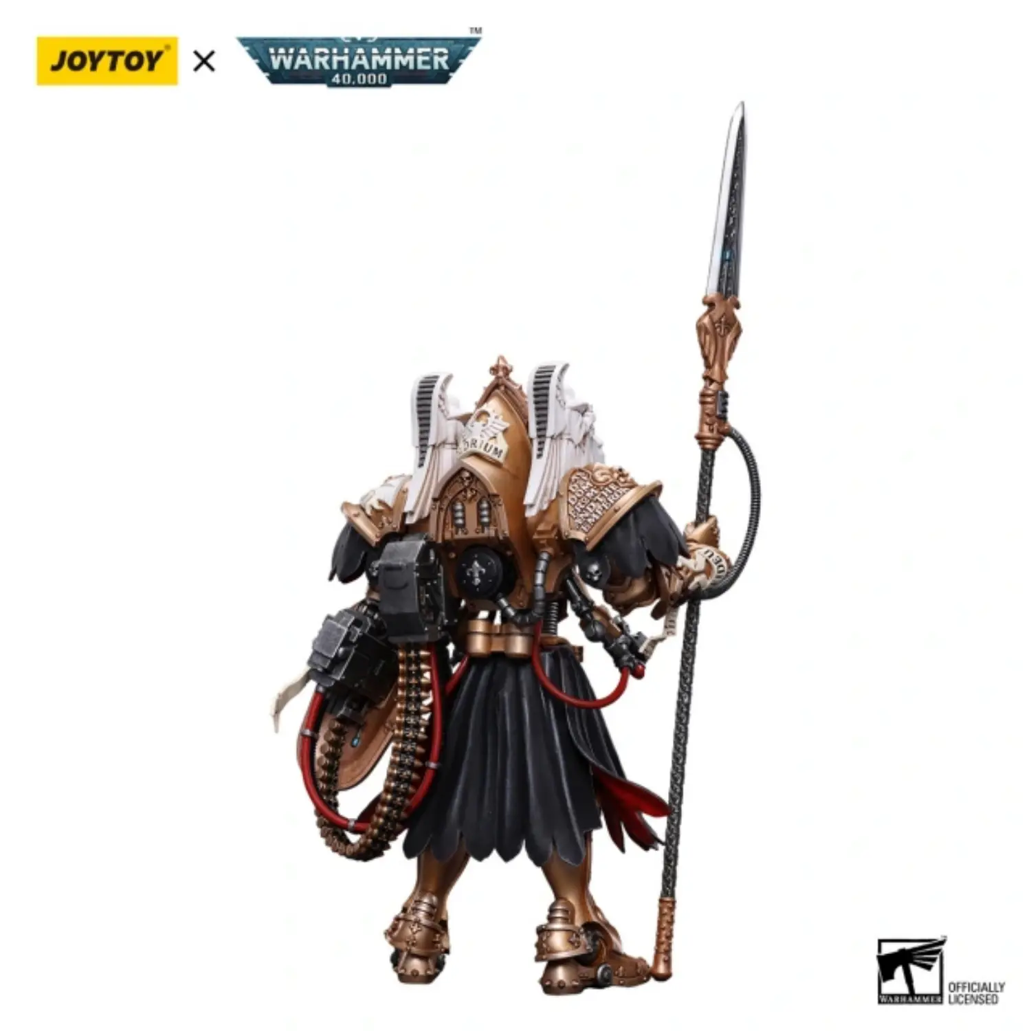 The Back Of Action Figure Adepta Sororitas Abbess Sanctorum Morvenn Vahl 1 18 Joytoy Warhammer 40k In White Background