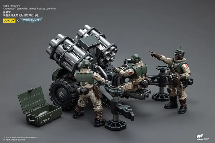the back of Action Figure - Astra Militarum Ordnance Team with Malleus Rocket Launcher 1 18 - JOYTOY Warhammer 40K rectangle image The Back Of Action Figure Astra Militarum Ordnance Team With Malleus Rocket Launcher 1 18 Joytoy Warhammer 40k Rectangle Image