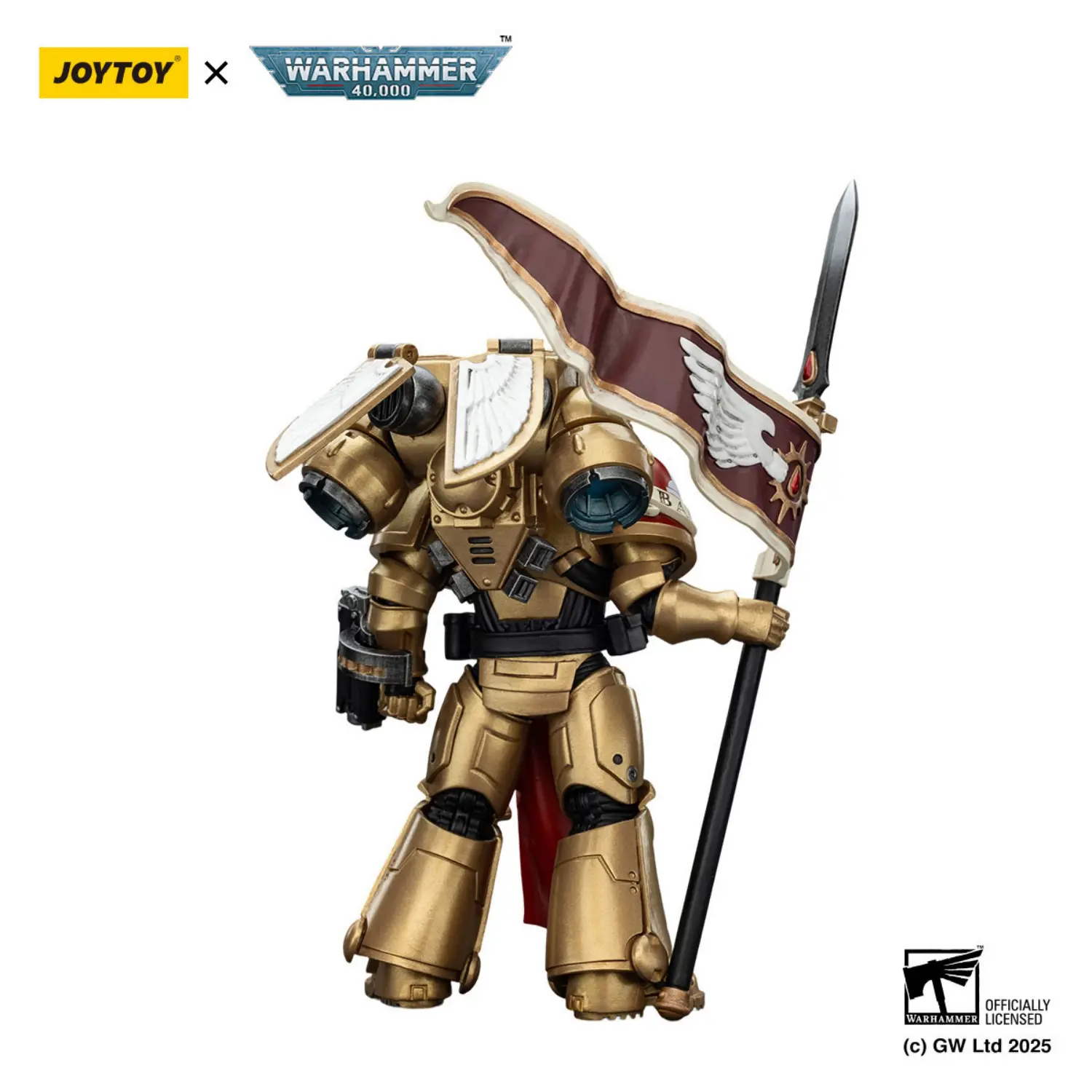 The Back Of Action Figure Blood Angels Sanguinary Guard 3 With Angelus Boltgun And Encarmine Spear 1 18 Joytoy Warhammer 40k