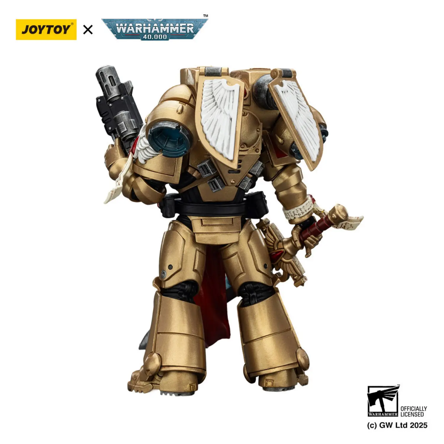 The Back Of Action Figure Blood Angels Sanguinary Guard With Inferno Pistol & Encarmine Blade 1 18 Joytoy Warhammer 40k In White Background