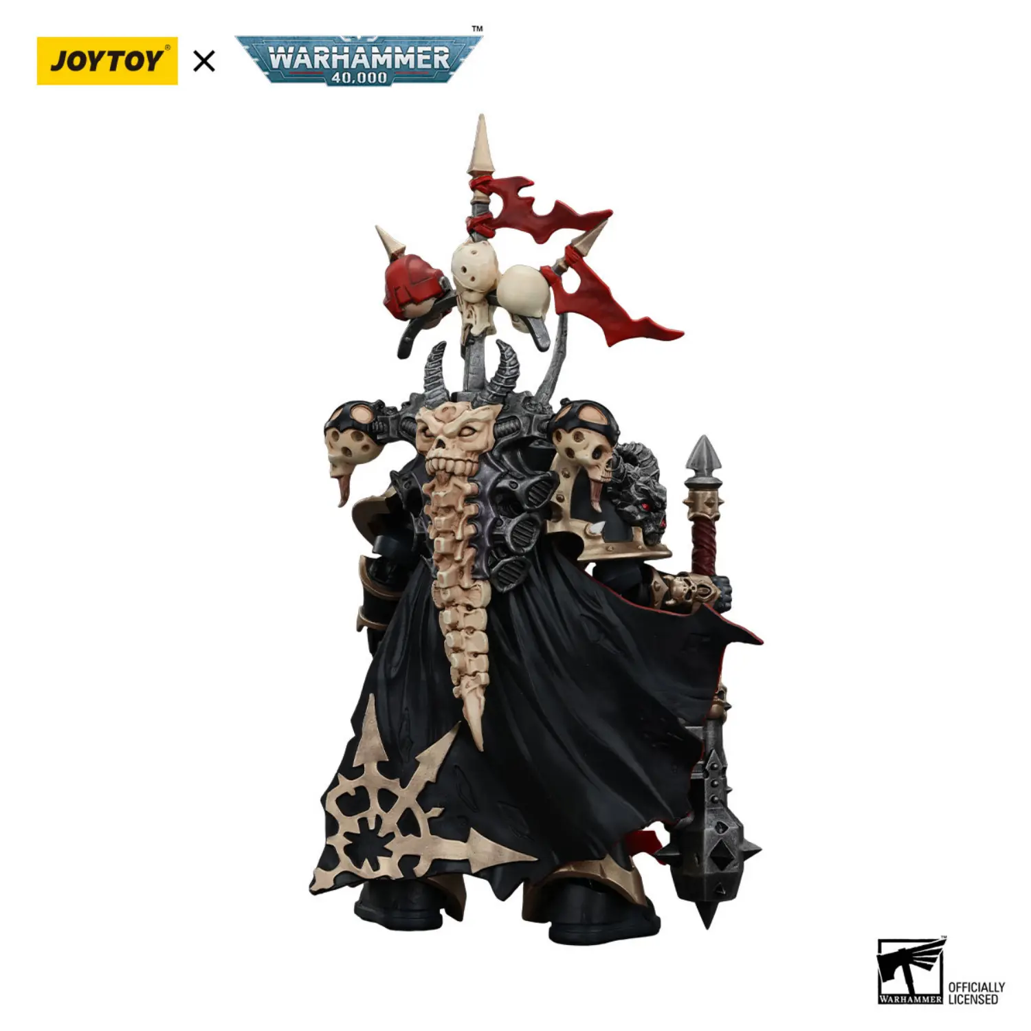 The Back Of Action Figure Chaos Space Marines Black Legion Chosen Champion With Bolter And Power Maul 1 18 Joytoy Warhammer 40k In White Background