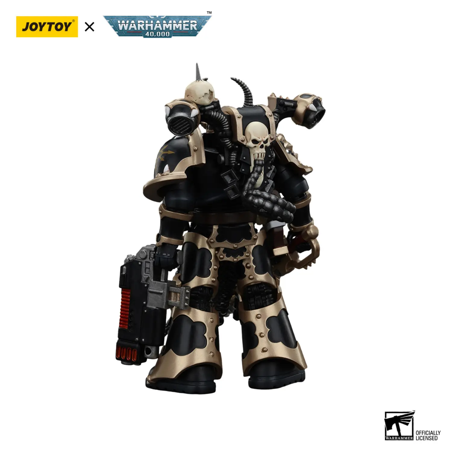 the back of Action Figure - Chaos Space Marines Black Legion Chosen with Combi-melta and Chainsword 1 18 - JOYTOY Warhammer 40K in white background The Back Of Action Figure Chaos Space Marines Black Legion Chosen With Combi Melta And Chainsword 1 18 Joytoy Warhammer 40k In White Background