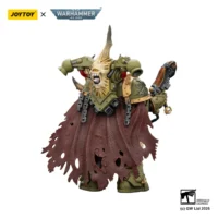 The Back Of Action Figure Chaos Space Marines Death Guard Plague Marine Champion With Plasma Pistol And Power Fist 1 18 Joytoy Warhammer 40k In White Background
