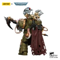The Back Of Action Figure Death Guard Deathshroud Terminator 1 With Manreaper And Plaguespurter Gauntlet 1 18 Joytoy Warhammer 40k In White Background