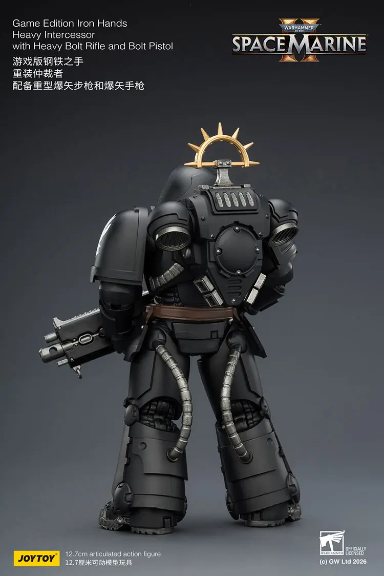 the back of Action Figure - Game Edition Iron Hands Heavy Intercessor with Heavy Bolt Rifle and Bolt Pistol 1 18 - JOYTOY Warhammer 40K rectangle image The Back Of Action Figure Game Edition Iron Hands Heavy Intercessor With Heavy Bolt Rifle And Bolt Pistol 1 18 Joytoy Warhammer 40k Rectangle Image
