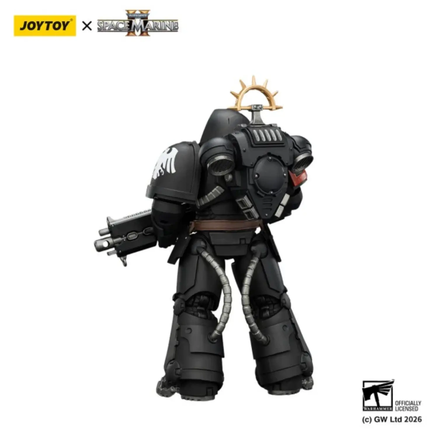 the back of Action Figure - Game Edition Raven Guard Heavy Intercessor with Heavy Bolt Rifle and Bolt Pistol 1 18 - JOYTOY Warhammer 40K in whtie background The Back Of Action Figure Game Edition Raven Guard Heavy Intercessor With Heavy Bolt Rifle And Bolt Pistol 1 18 Joytoy Warhammer 40k In Whtie Background