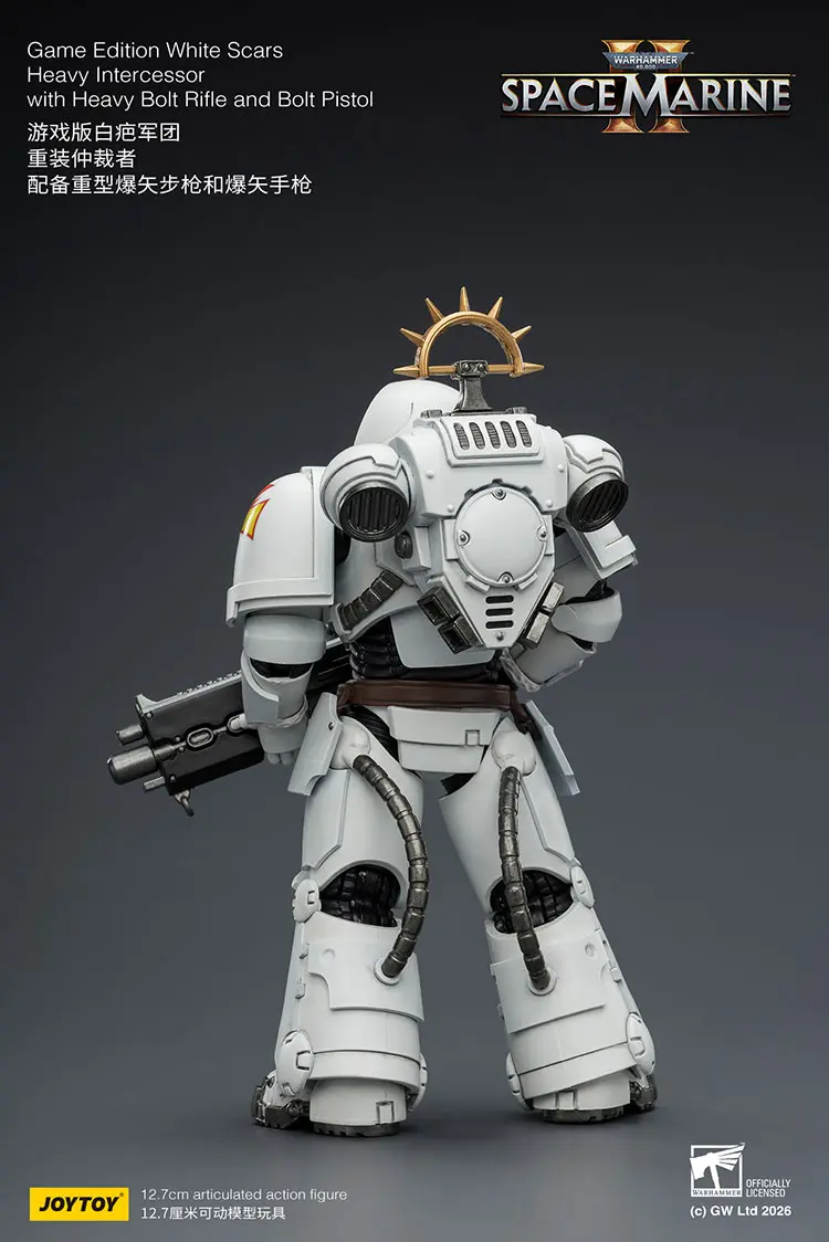 the back of Action Figure - Game Edition White Scars Heavy Intercessor with Heavy Bolt Rifle and Bolt Pistol 1 18 - JOYTOY Warhammer 40K rectangle image The Back Of Action Figure Game Edition White Scars Heavy Intercessor With Heavy Bolt Rifle And Bolt Pistol 1 18 Joytoy Warhammer 40k Rectangle Image