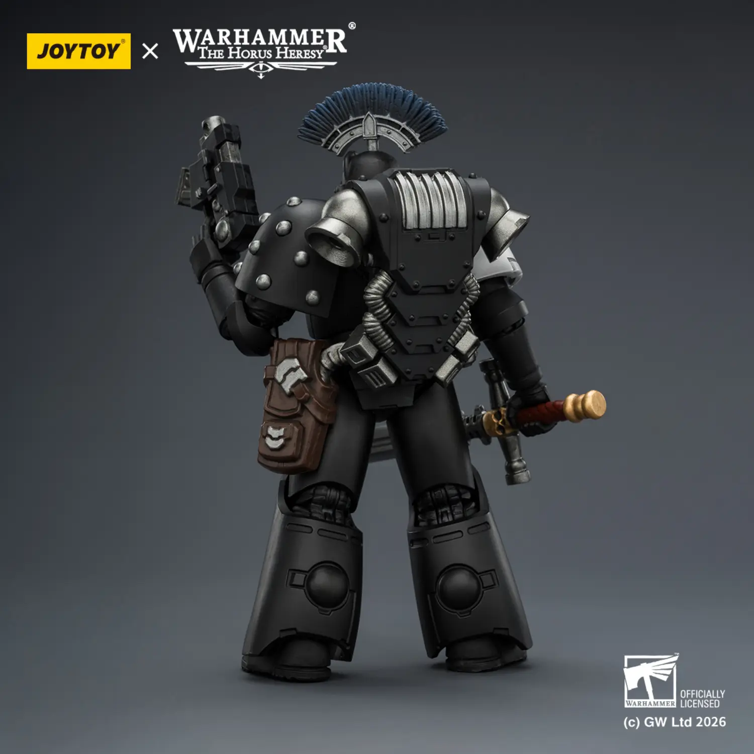 The Back Of Action Figure Raven Guard Mkvi Tactical Sergeant With Power Sword, Bolter And Plasma Pistol 1 18 Jotyoy Warhammer The Horus Heresy