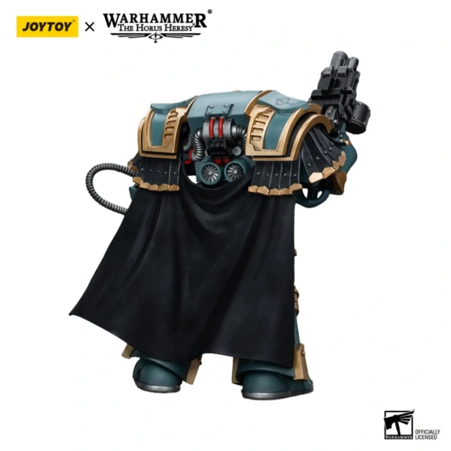 The Back Of Action Figure Sons Of Horus Legion Praetor In Cataphractii Terminator Armour 1 18 Jotyoy Warhammer The Horus Heresy In White Background