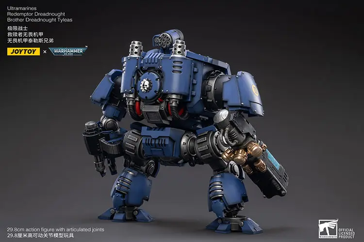 the back of Action Figure - Ultramarines Redemptor Dreadnought Brother Tyleas 1 18 - JOYTOY Warhammer 40K rectangle image The Back Of Action Figure Ultramarines Redemptor Dreadnought Brother Tyleas 1 18 Joytoy Warhammer 40k Rectangle Image