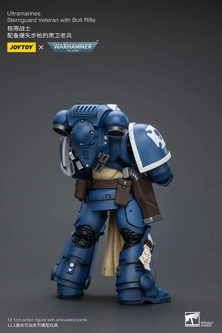 The Back Of Action Figure Ultramarines Sternguard Veteran With Bolt Rifle 1 18 Joytoy Warhammer 40k Rectangle Image