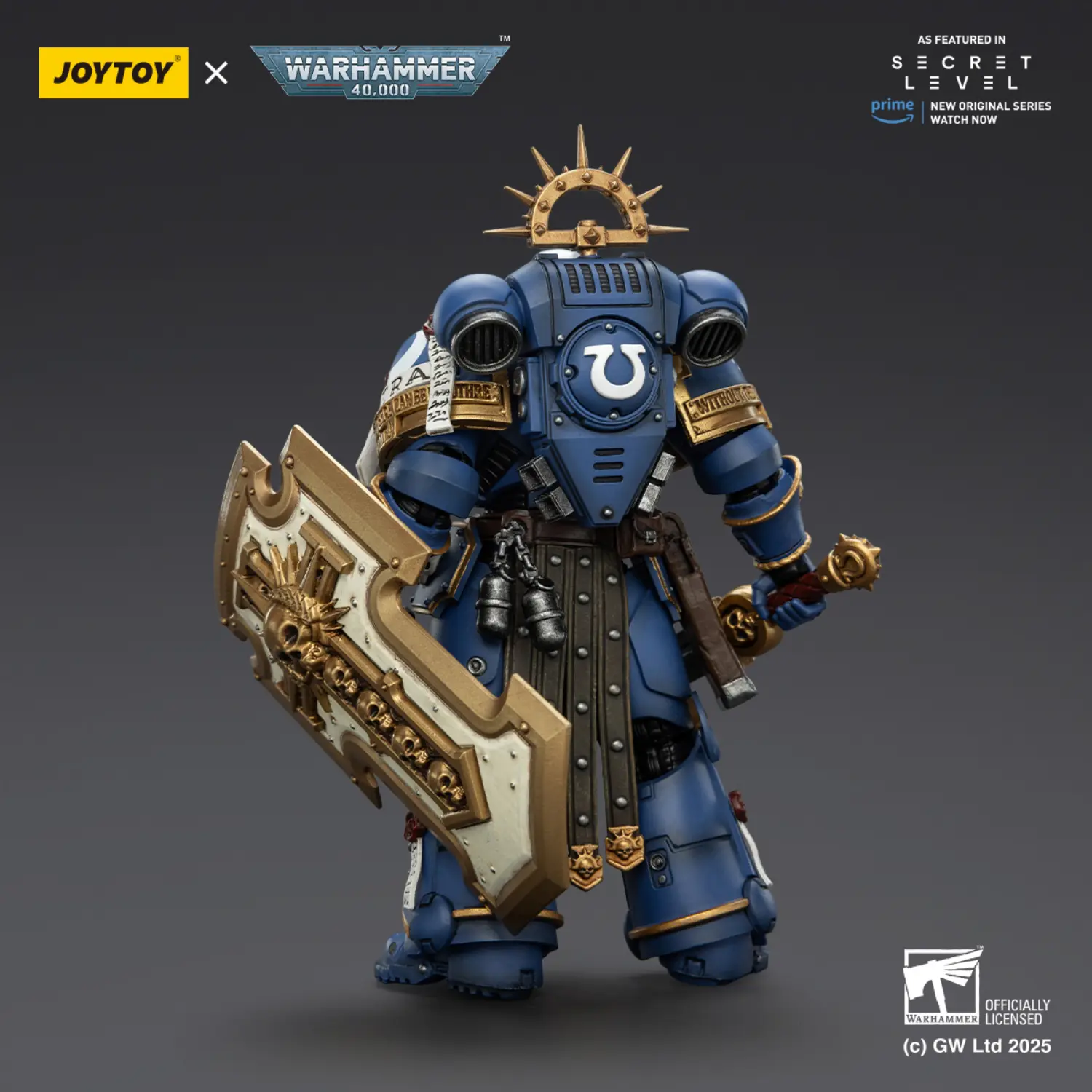 the back of Action Figure - Ultramarines Torvald with Power Sword, Stormshield and Bolt Pistol 1 18 - JOYTOY Warhammer 40K The Back Of Action Figure Ultramarines Torvald With Power Sword, Stormshield And Bolt Pistol 1 18 Joytoy Warhammer 40k