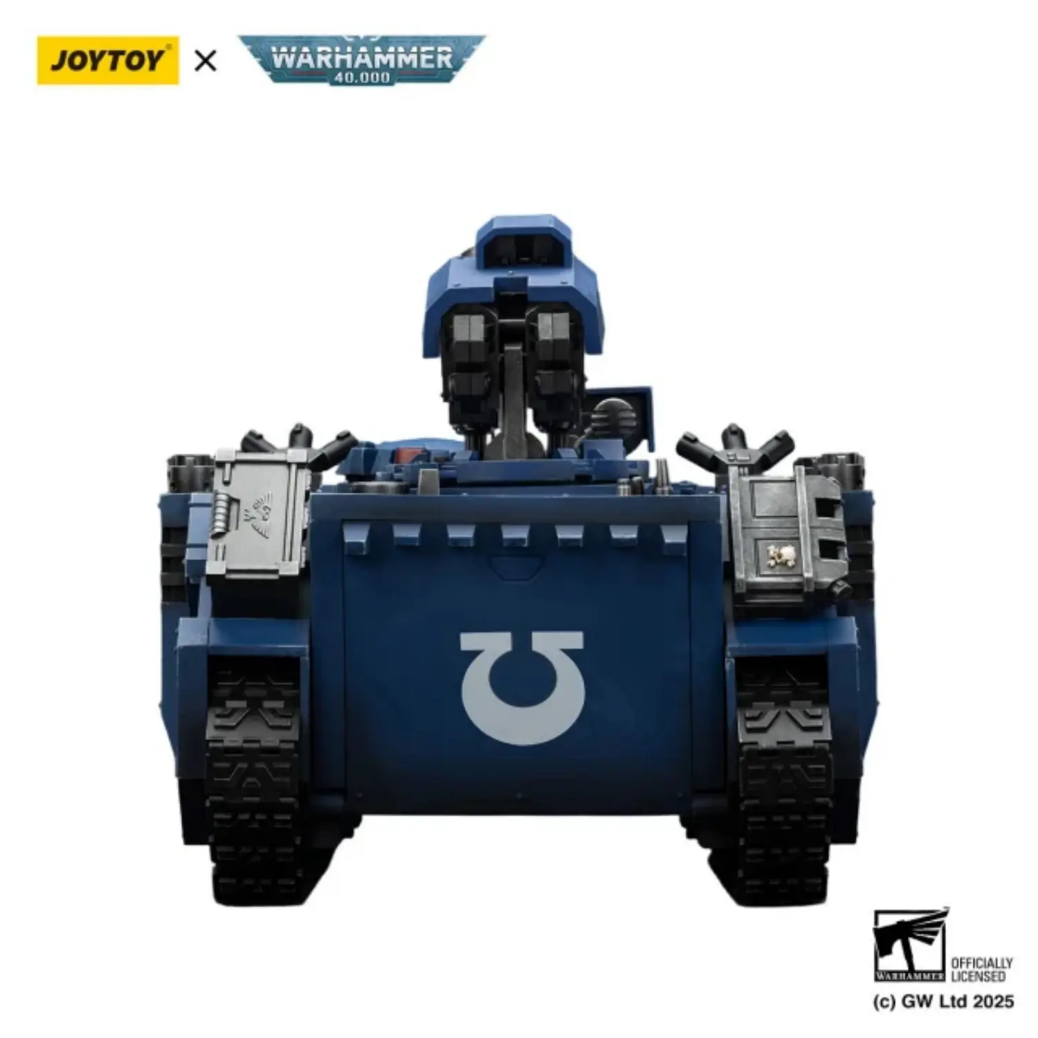 the back of Action Figure Vehicle - Ultramarines Razorback with Twin Lascannon 1 18 - JOYTOY Warhammer 40K in white background The Back Of Action Figure Vehicle Ultramarines Razorback With Twin Lascannon 1 18 Joytoy Warhammer 40k In White Background