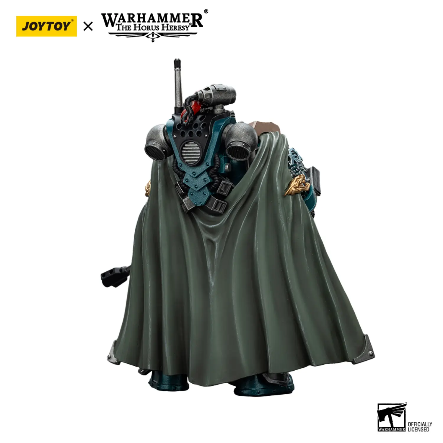 The Back Of The Action Figure Alpha Legion Exodus 'the One Who Is Many' With Sniper Rifle And Power Dagger 1 18 Jotyoy Warhammer The Horus Heresy In White Background