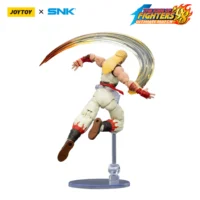 the back of the Action Figure - Andy Bogard KOF _98 UM Fatal Fury Team SNK 1 18 - JOYTOY The King of Fighters in white background on display stand Action Figure - Andy Bogard KOF '98 UM Fatal Fury Team SNK 1/18 - JOYTOY The King of Fighters