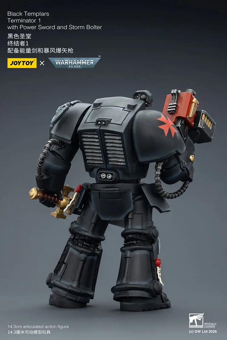 the back of the Action Figure - Black Templars Terminator 1 with Power Sword and Storm Bolter 1 18 - JOYTOY Warhammer 40K rectangle image the back of the Action Figure - Black Templars Terminator 1 with Power Sword and Storm Bolter 1 18 - JOYTOY Warhammer 40K rectangle image