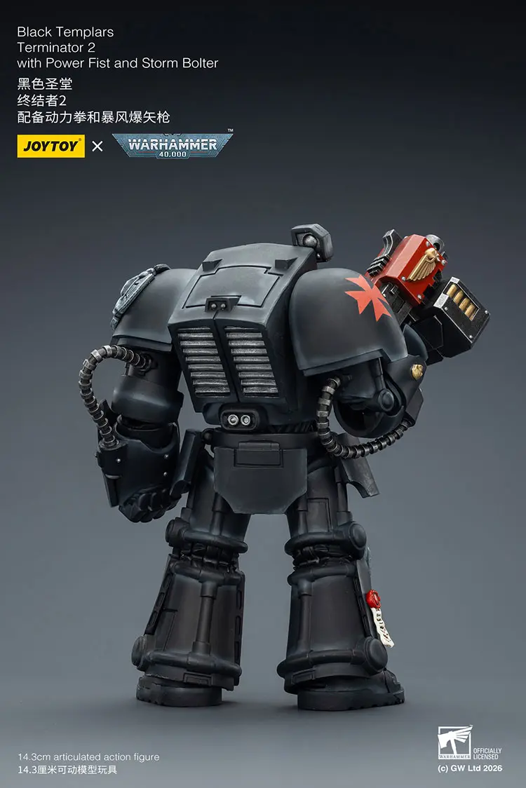 the back of the Action Figure - Black Templars Terminator 2 with Power Fist and Storm Bolter 1 18 - JOYTOY Warhammer 40K rectangle image the back of the Action Figure - Black Templars Terminator 2 with Power Fist and Storm Bolter 1 18 - JOYTOY Warhammer 40K rectangle image