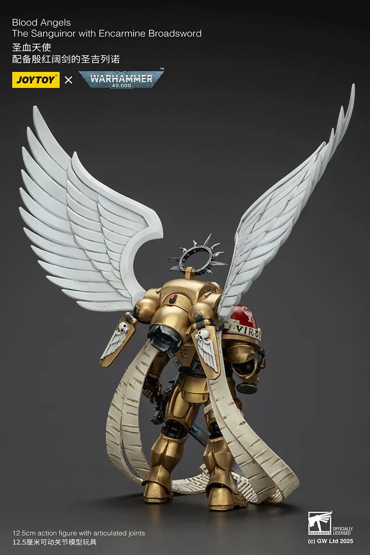 the back of the Action Figure - Blood Angels The Sanguinor with Encarmine Broadsword 1 18 - JOYTOY Warhammer 40K rectangle image The Back Of The Action Figure Blood Angels The Sanguinor With Encarmine Broadsword 1 18 Joytoy Warhammer 40k Rectangle Image