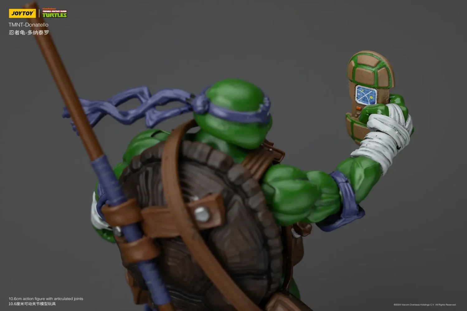 the back of the Action Figure - Donatello TMNT Nickelodeon 1 18 - JOYTOY Teenage Mutant Ninja Turtles rectangle image 2