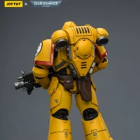 the back of the Action Figure - Imperial Fists Intercessor with Bolt Rifle, Bolt Pistol and Chainsword 1 18 - Warhammer 40K rectangle image
