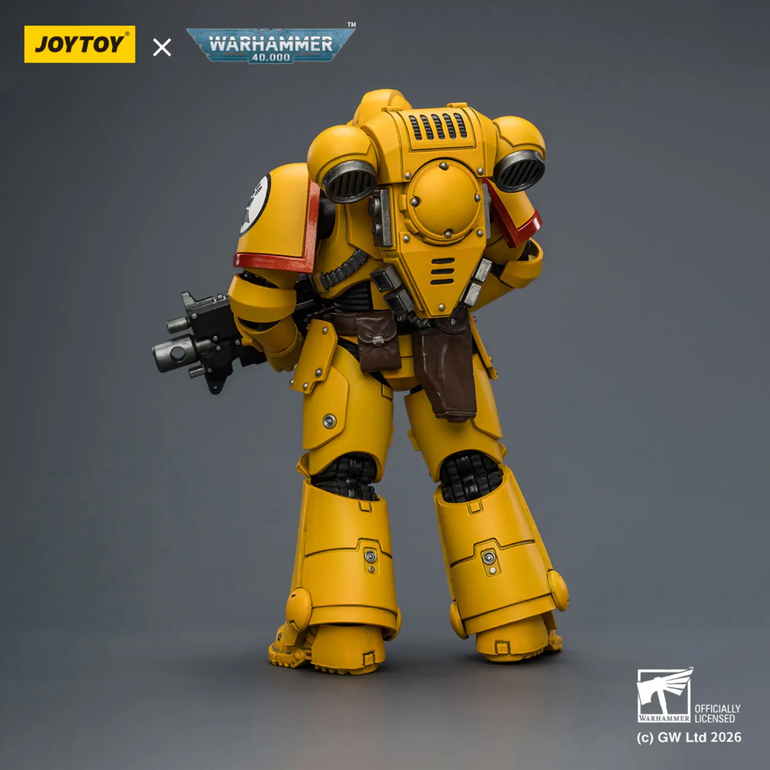 the back of the Action Figure - Imperial Fists Intercessor with Bolt Rifle, Bolt Pistol and Chainsword 1 18 - Warhammer 40K