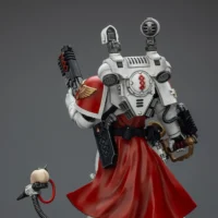the back of the Action Figure - JOYTOY Blood Angels Sanguinary Priest with Heavy Bolt Pistol, Chainsword and Narthecium 1 18 - Warhammer 40K rectangle image