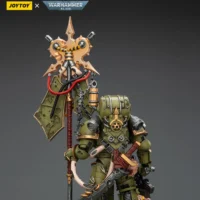the back of the Action Figure - JOYTOY Death Guard Plague Marine Icon bearer with Boltgun and Plague knife 1 18 - Warhammer 40K rectangle image