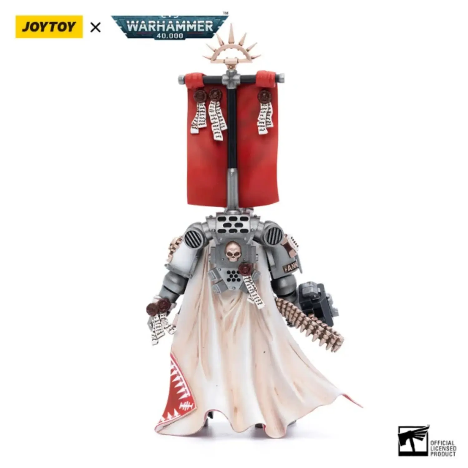 the back of the Action Figure - JOYTOY Grey Knights Castellan Crowe 1 18 - Warhammer 40K in white background