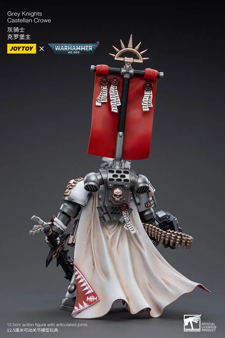 the back of the Action Figure - JOYTOY Grey Knights Castellan Crowe 1 18 - Warhammer 40K rectangle image