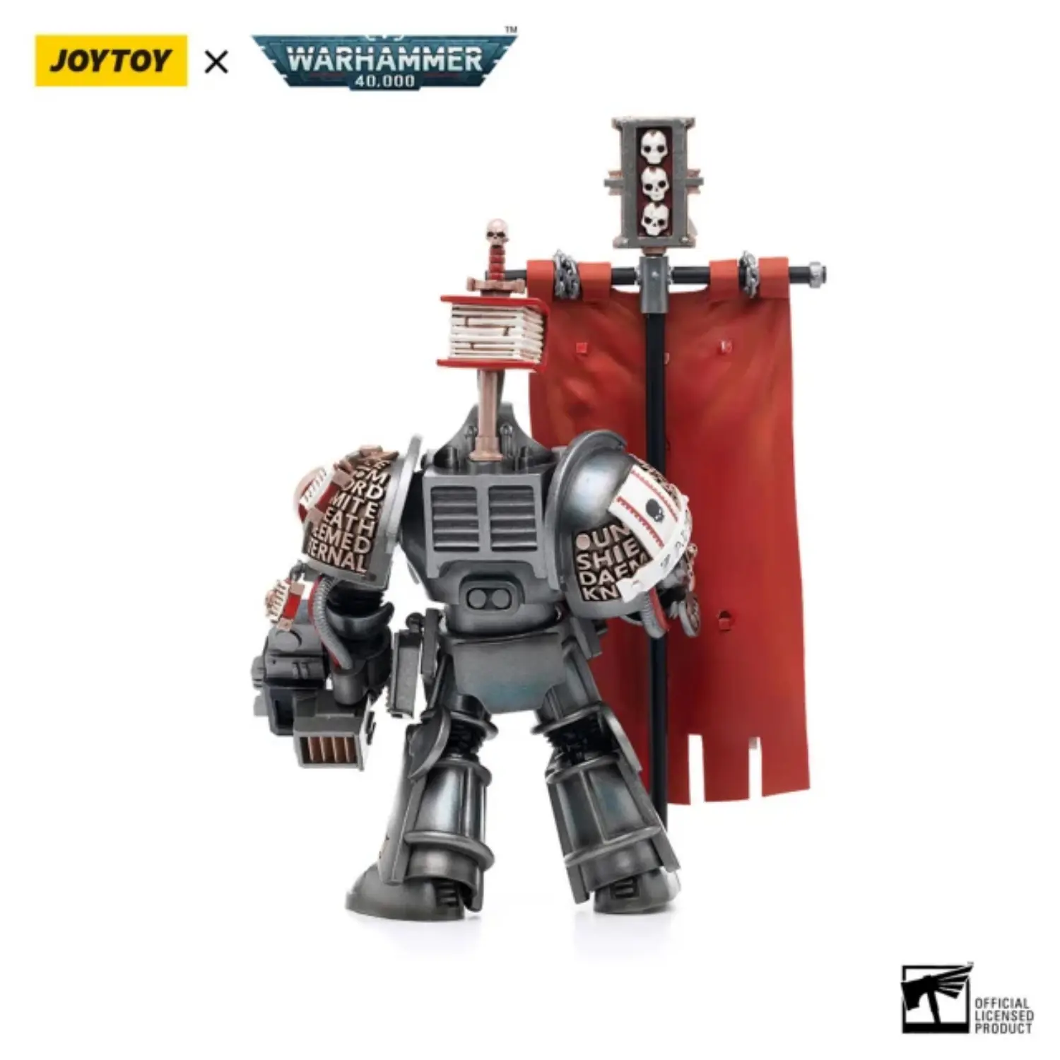 the back of the Action Figure - JOYTOY Grey Knights Terminator Retius Akantar 1 18 - Warhammer 40K in white background the back of the Action Figure - JOYTOY Grey Knights Terminator Retius Akantar 1 18 - Warhammer 40K in white background