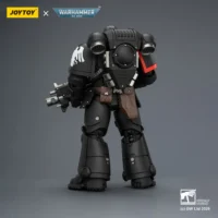 the back of the Action Figure - JOYTOY Raven Guard Intercessor with Bolt Rifle, Bolt Pistol, and Chainsword 1 18 - Warhammer 40K