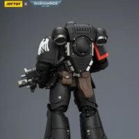 the back of the Action Figure - JOYTOY Raven Guard Intercessor with Bolt Rifle, Bolt Pistol, and Chainsword 1 18 - Warhammer 40K rectangle image