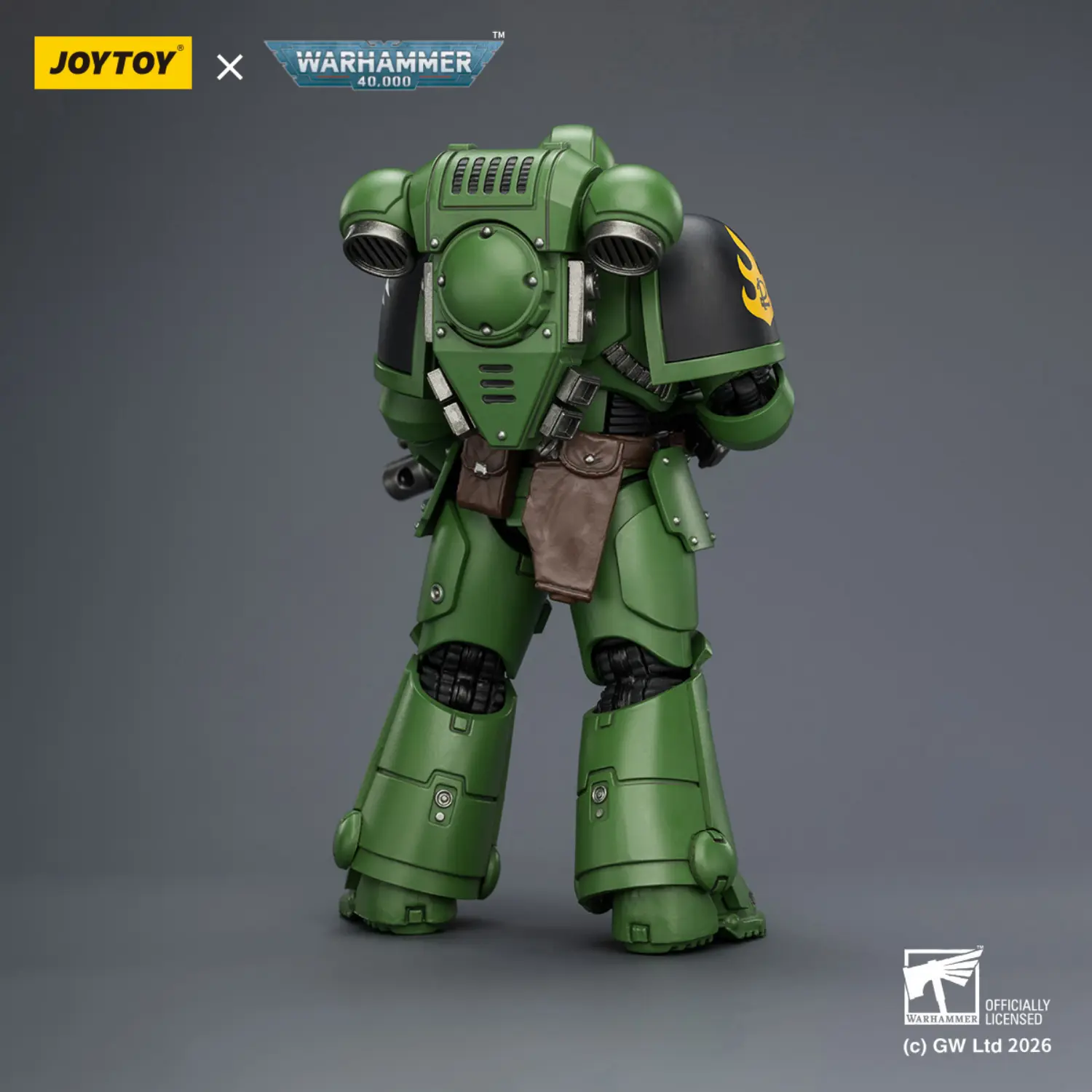 the back of the Action Figure - JOYTOY Salamanders Intercessor with Bolt Rifle, Bolt Pistol and Chainsword 1 18 - Warhammer 40K the back of the Action Figure - JOYTOY Salamanders Intercessor with Bolt Rifle, Bolt Pistol and Chainsword 1 18 - Warhammer 40K