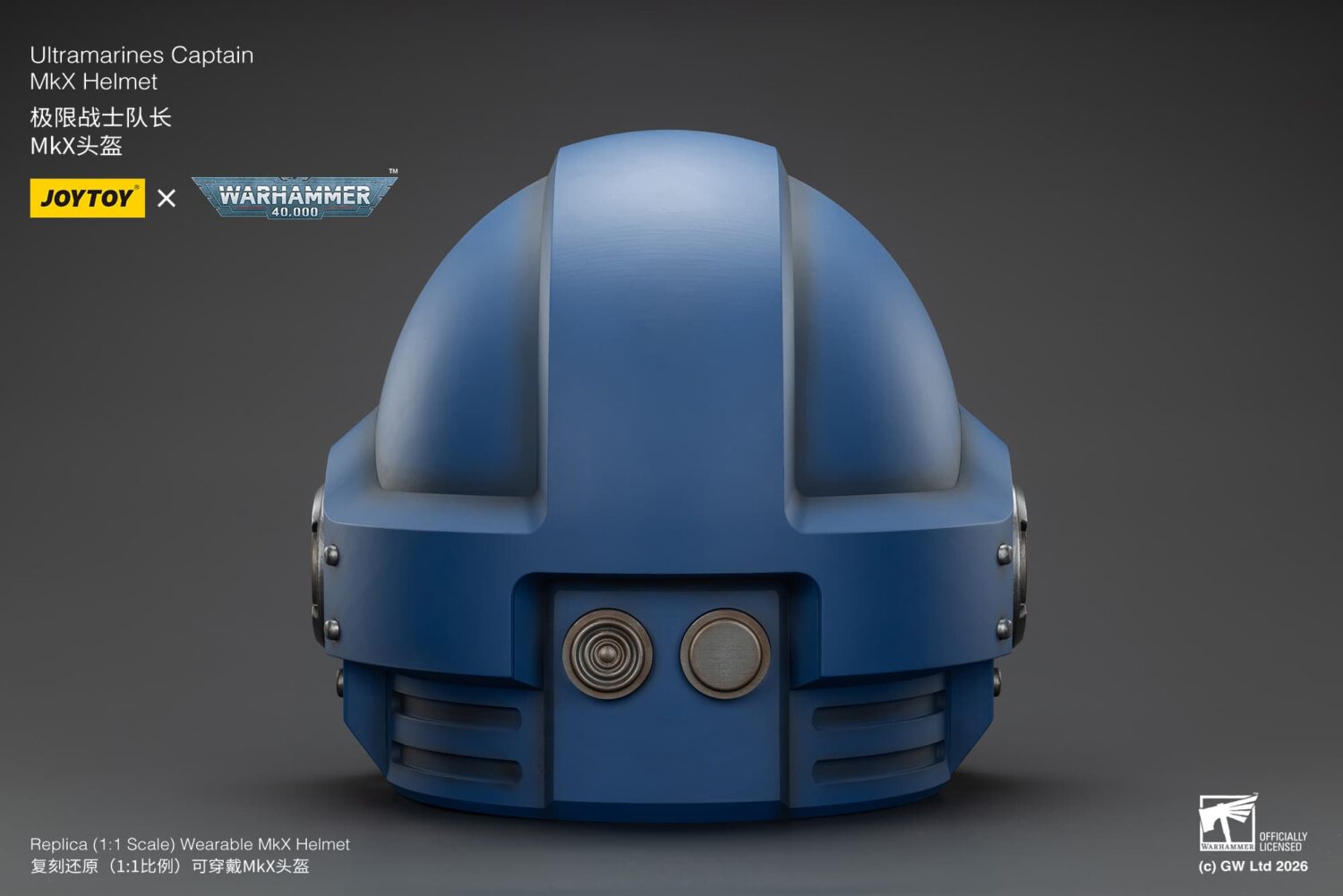 The Back Of The Action Figure Joytoy Ultramarines Captain Mkx Helmet 1 1 Life Size Replica Warhammer 40k Rectangle Image