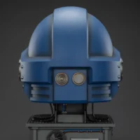 The Back Of The Action Figure Joytoy Ultramarines Captain Mkx Helmet & Display Stand 1 1 Life Size Replica Warhammer 40k Rectangle Image
