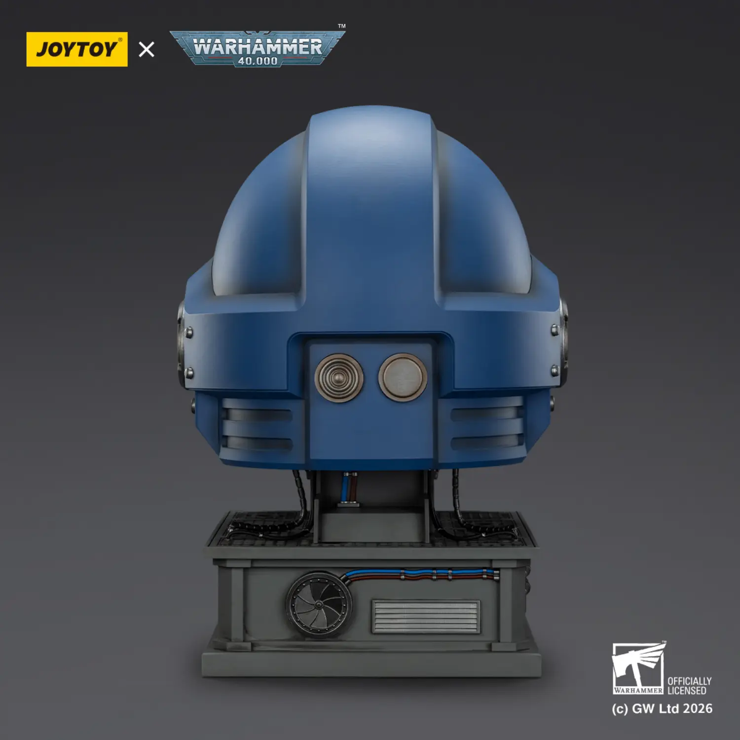 The Back Of The Action Figure Joytoy Ultramarines Captain Mkx Helmet & Display Stand 1 1 Life Size Replica Warhammer 40k