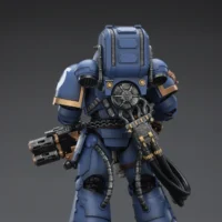 the back of the Action Figure - JOYTOY Ultramarines Heavy Artificer Armor with Relic Multi-Melta 1 18 - Warhammer 40K rectangle image